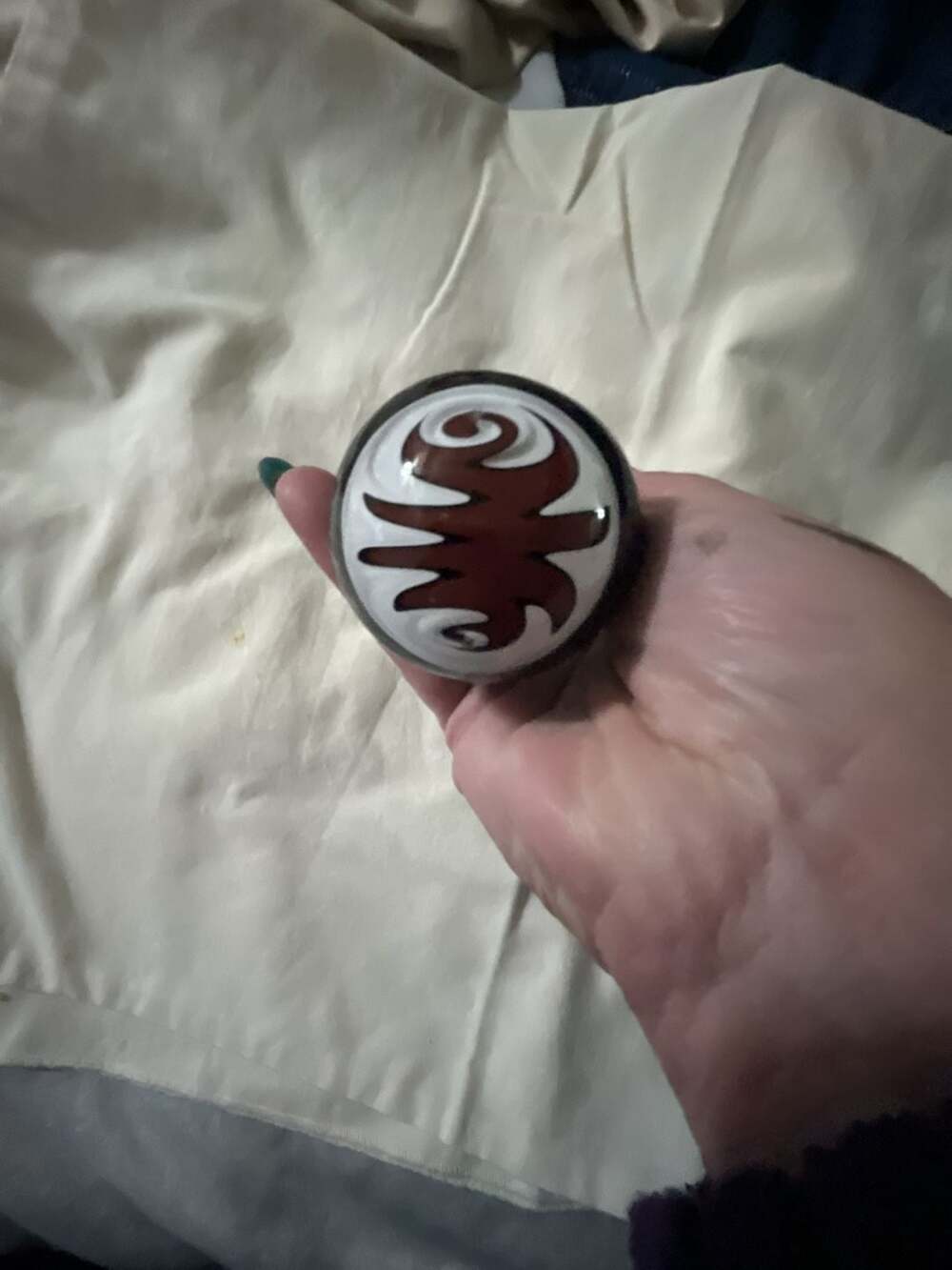 Black and White Glass Hand Piece with Swirl Design